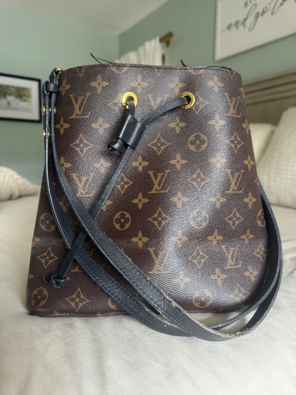 Louis Vuitton NeoNoe MM Monogram Black Bucket Bag